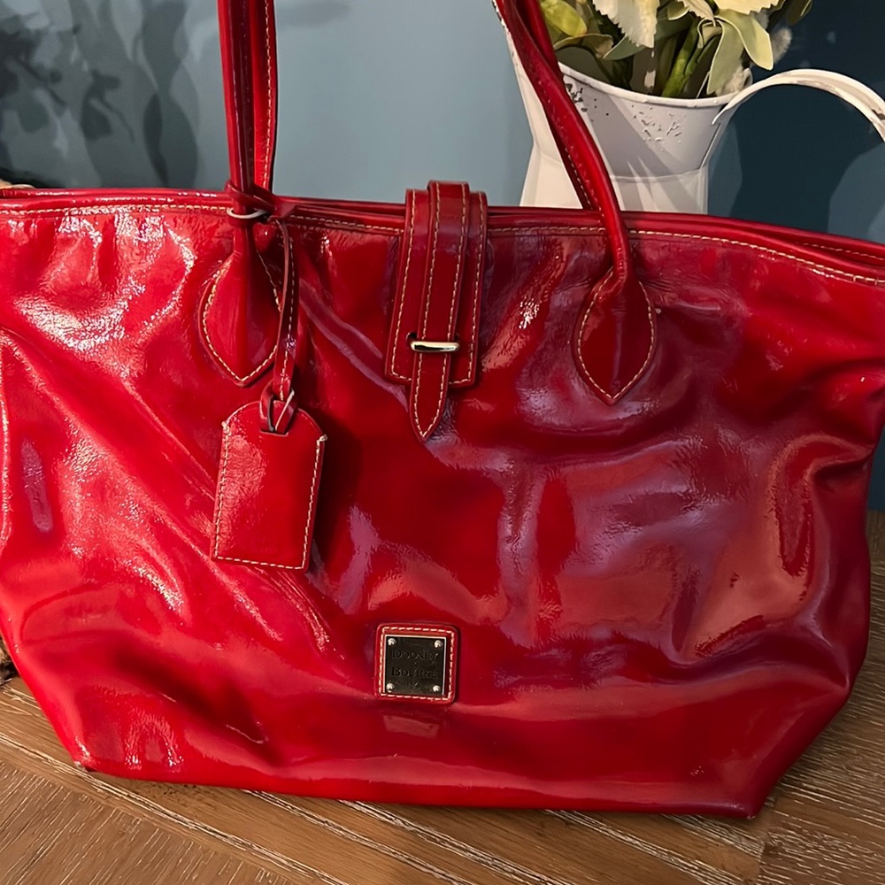 Rooney & Burke Vintage Patent Leather Red Tote Bag
